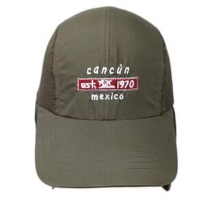 Caribbean Side Cancun Mexico Hat Green One Size Baseball Cap Mesh Sun Neck Flap